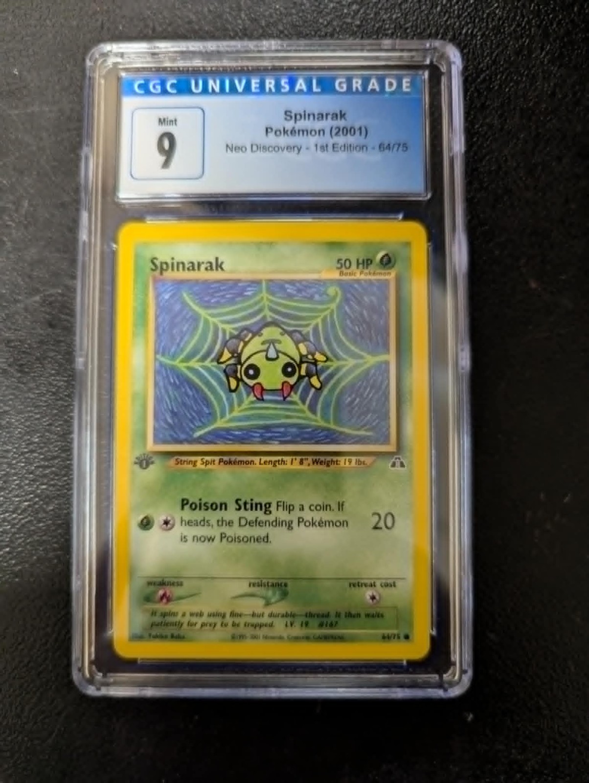 Spinarak 64/75 Neo Discovery 1st Edition CGC 9