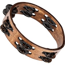 Meinl Compact Wood Tambourine Double Row Stainless Steel Jingles 8 in Walnut Brn