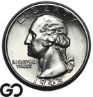 1942 Washington Quarter, Blast White Solid Gem BU++