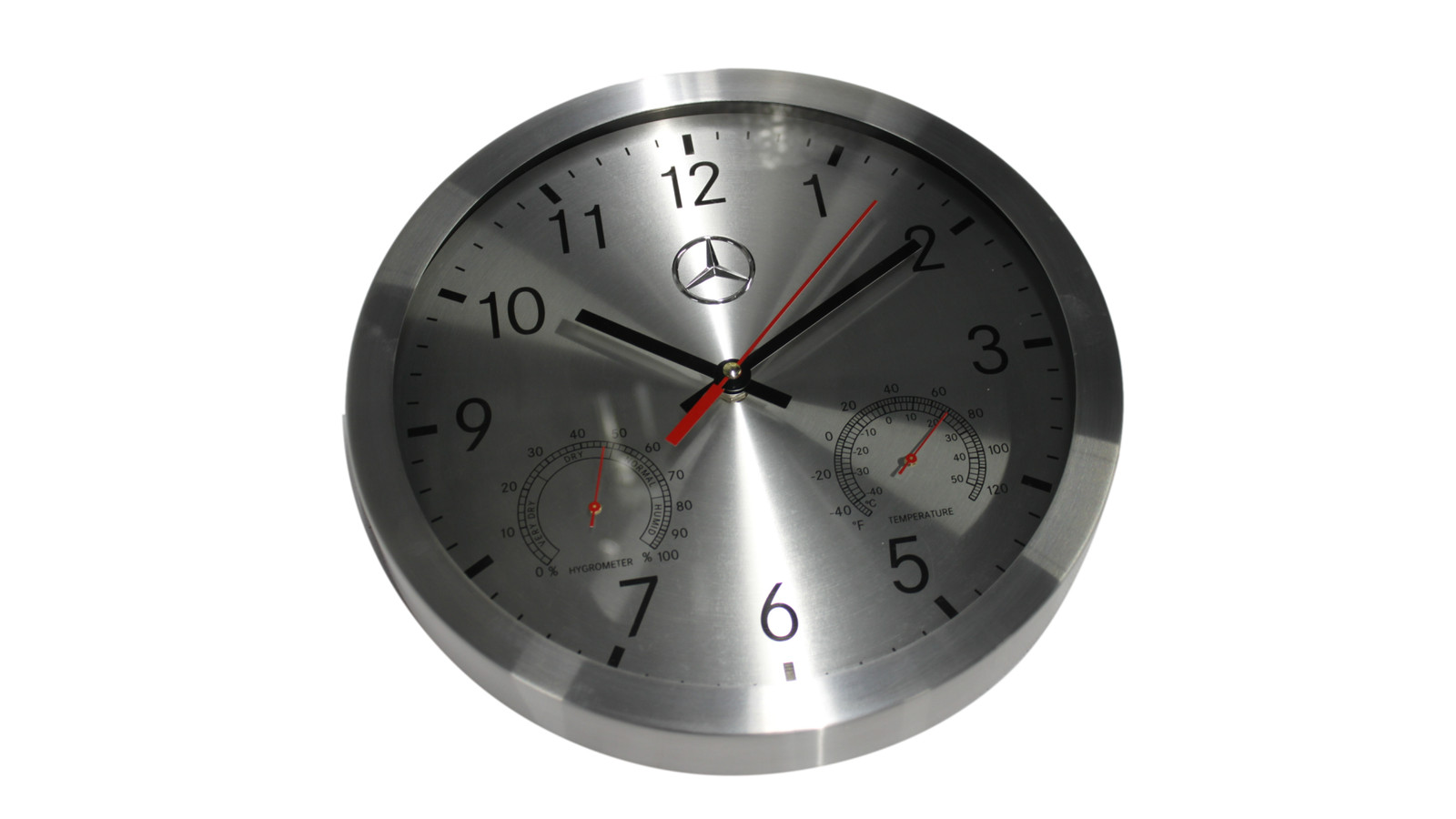 Mercedes horloge murale en aluminium argent pour décorer un bureau moderne