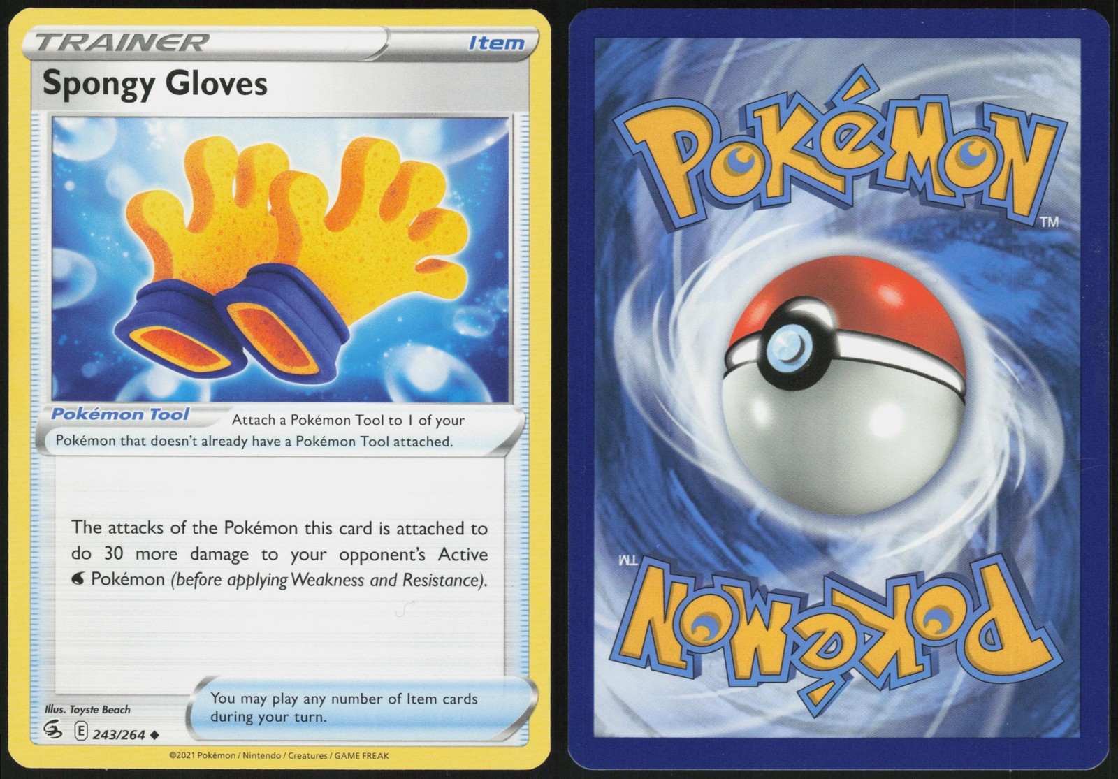 Spongy Gloves 243/264 Uncommon Fusion Strike Pokemon Card Lightly Played
