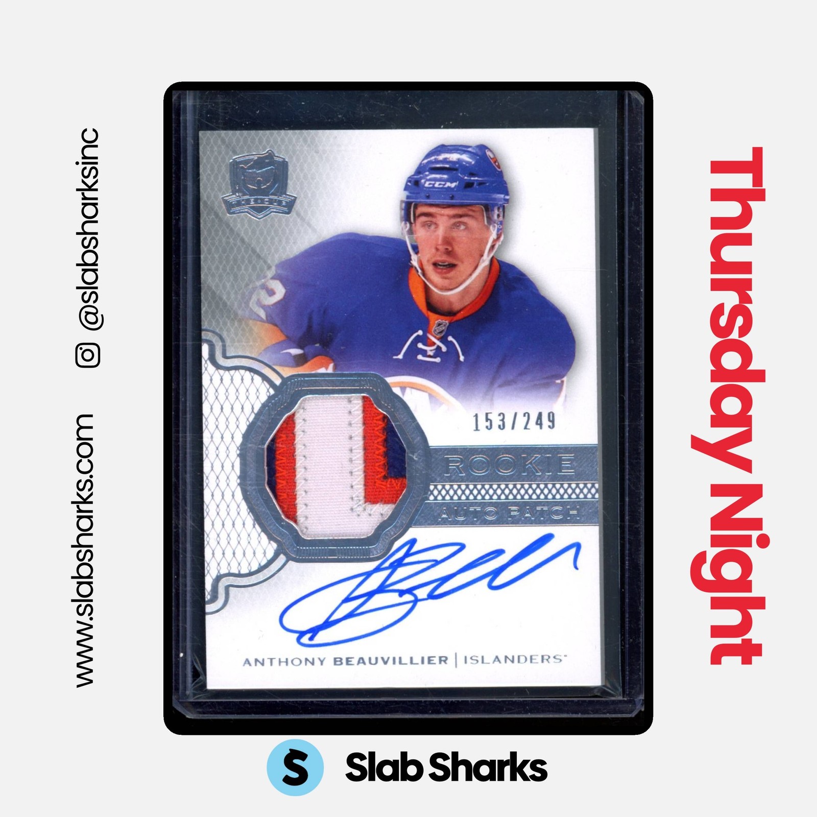 2016 UPPER DECK THE CUP #141 ANTHONY BEAUVILLIER 3 COLOR ROOKIE PATCH AUTO /249