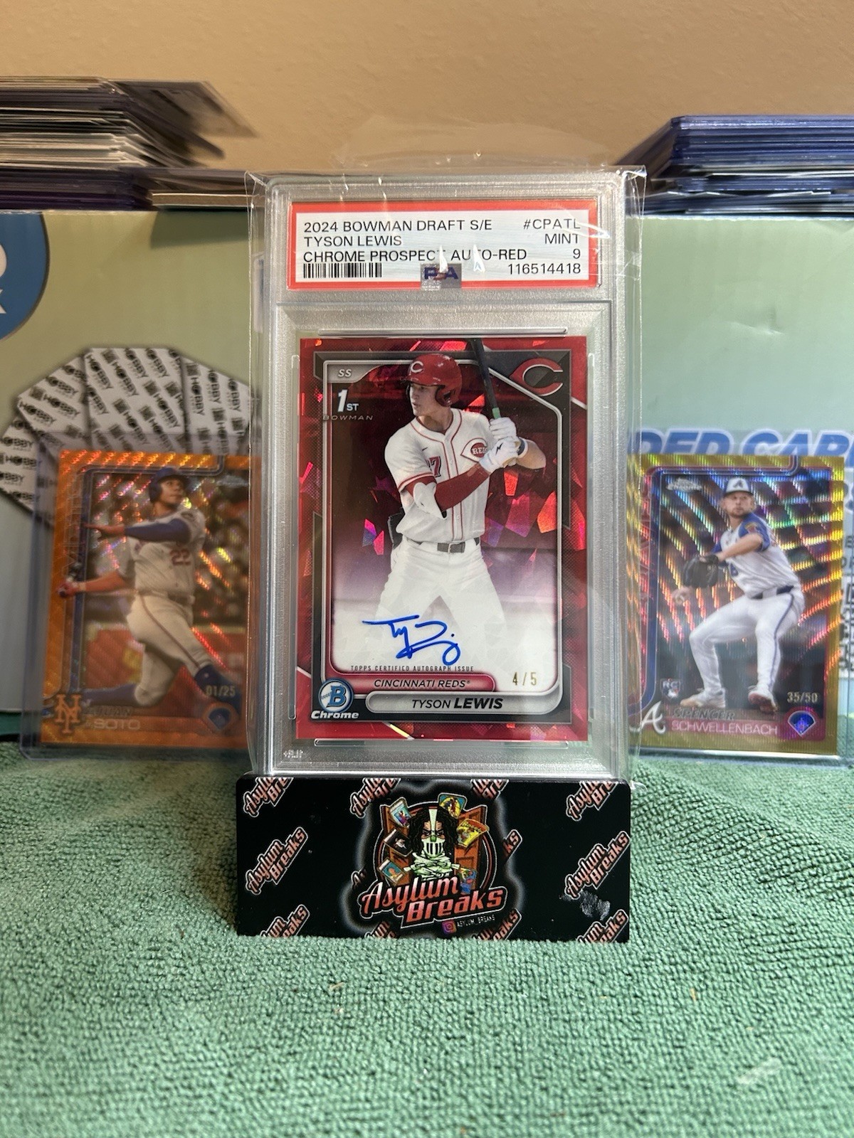 2024 Bowman Draft Sapphire Tyson Lewis 1st Red Auto 4/5 Cincinnati Reds