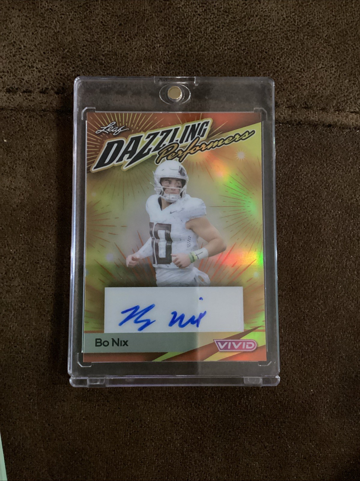 Bo Nix Leaf Vivid Dazzling Performers Autographs #DPBN1 Purple Laser 1/1