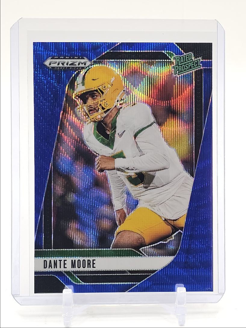 DANTE MOORE 2025 PANINI PRIZM DRAFT RATED PROSPECT BLUE WAVE /299 Q6084