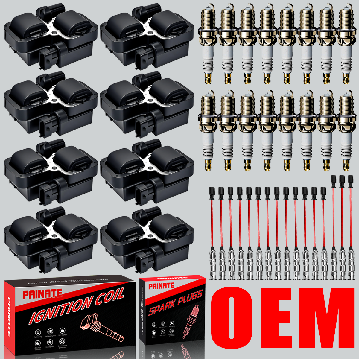 8X Brand Ignition Coil & Spark Plug & Wires For Mercedes-Benz ML500 CL500 CLK430