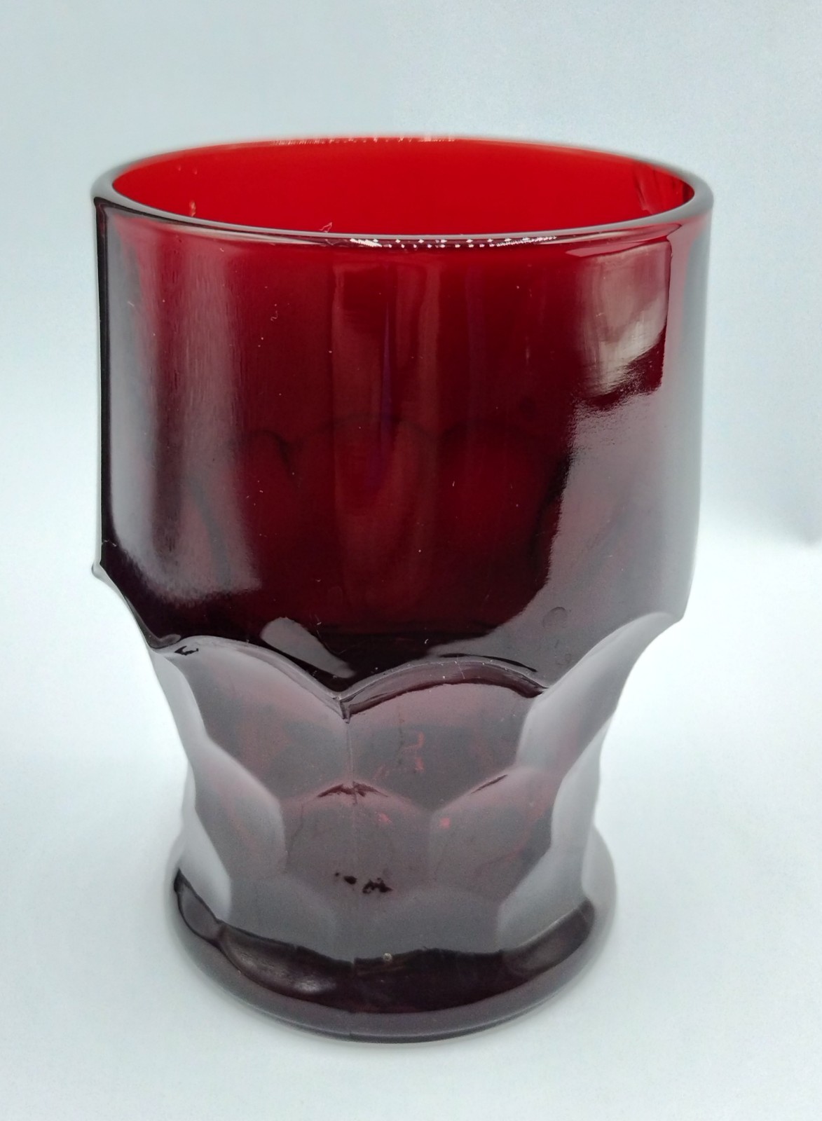 Vintage Anchor Hocking Ruby Red Glass Georgian Honeycomb 4”  9oz Tumbler