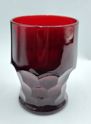 Vintage Anchor Hocking Ruby Red Glass Georgian Honeycomb 4   9oz Tumbler
