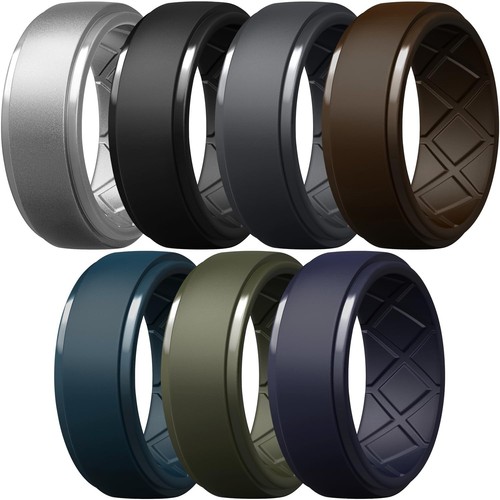 Men's Silicone Rings 10mm Wide 2.5mm Thick Rubber Wedding Bands, Multipack 1/...