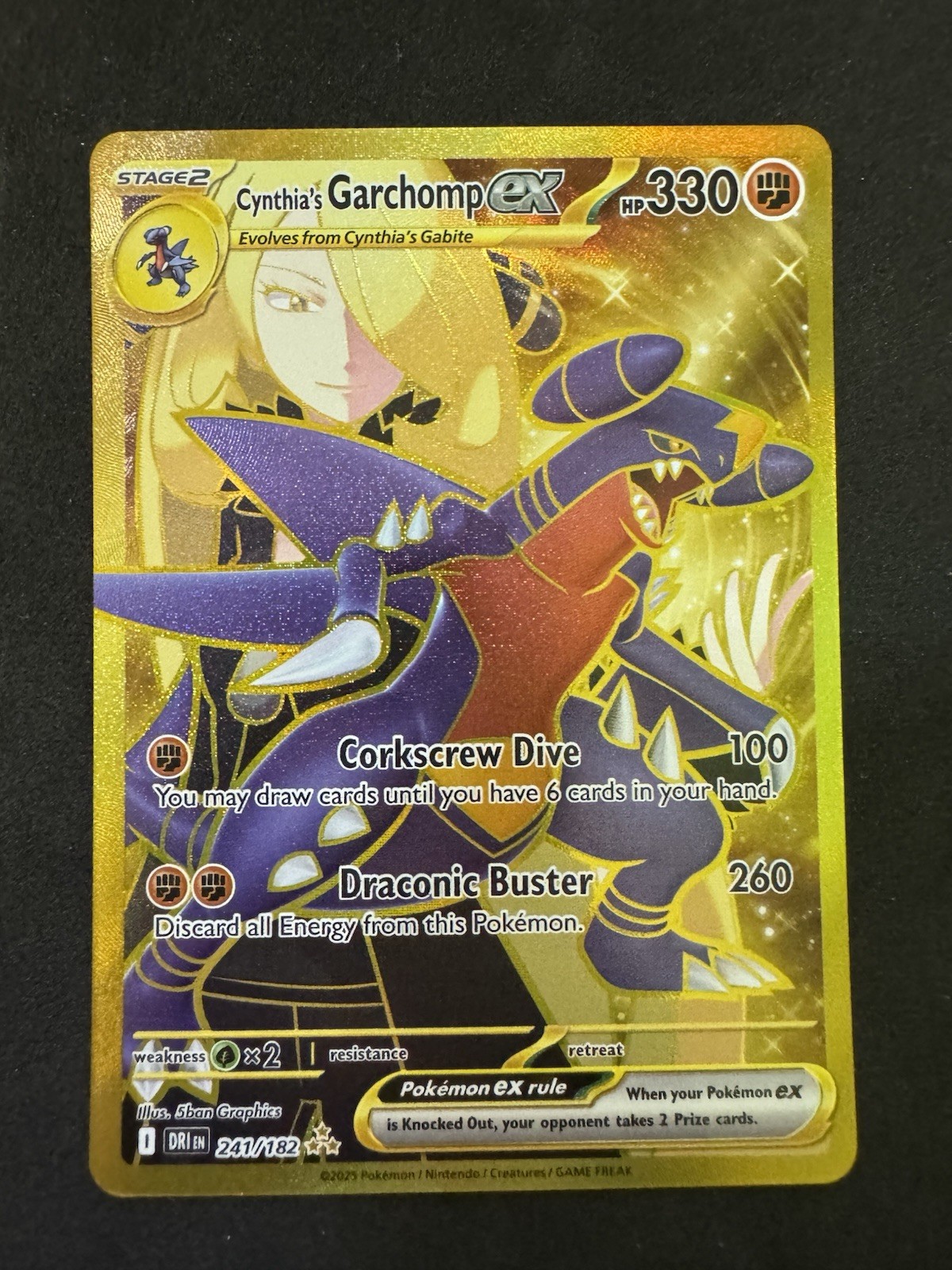 Pokemon TCG: Cynthia’s Garchomp EX 241/182 Destined Rivals SV10 Gold Hyper Rare