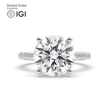 Round Solitaire Labgrown Diamond Engagement Ring 18k White Gold 5.15 Ct