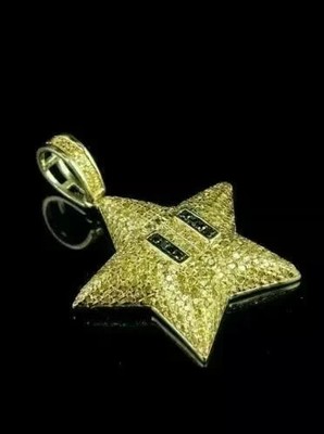 2Ct Round Lab Created Yellow Citrine Mario Star Pendant 14K Yellow Gold Plated