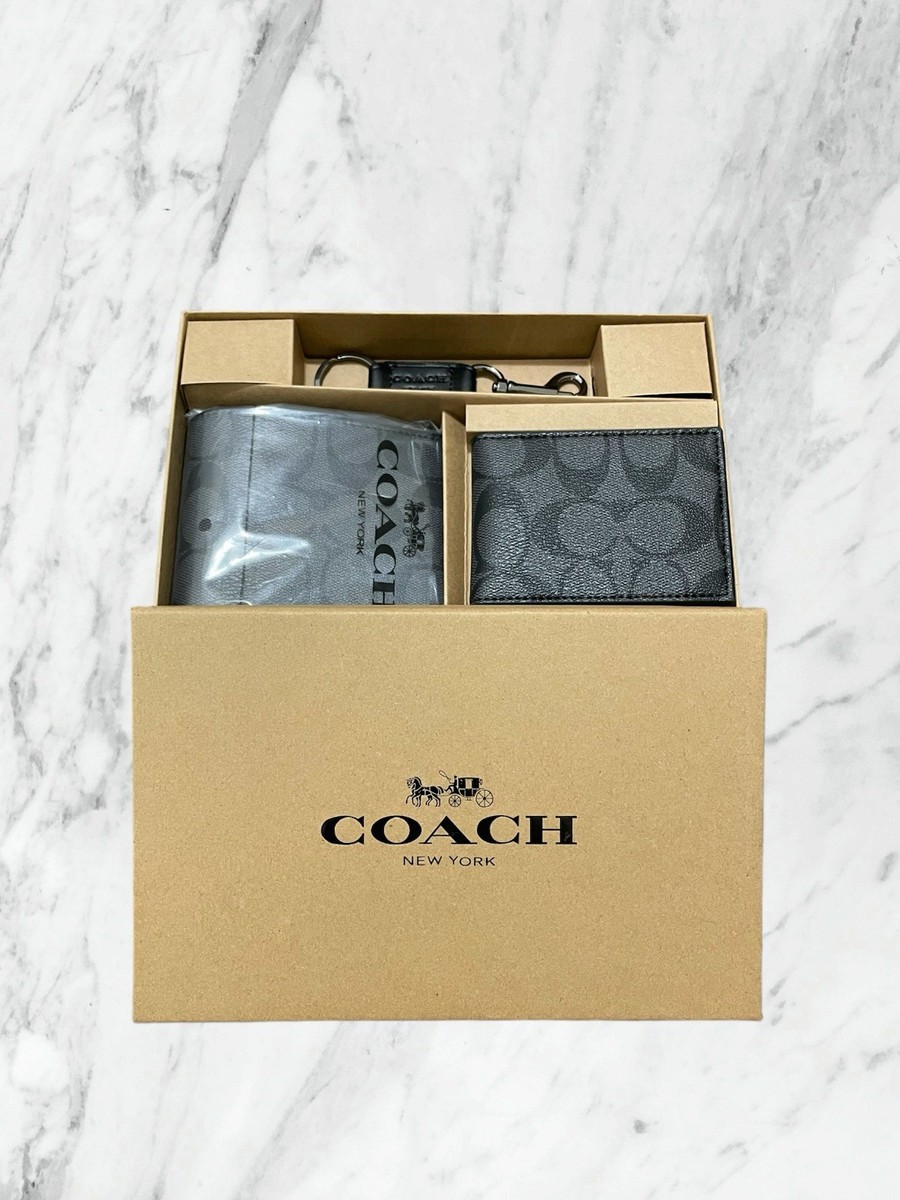 Coach Mens Wallet Boxed 3 In 1 Wallet Gift Set In Signature