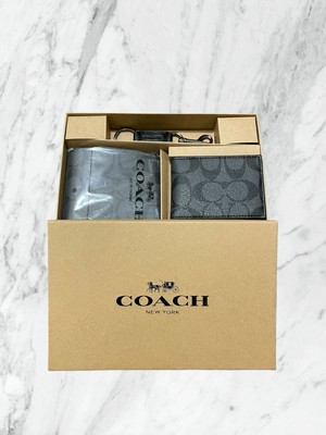 Coach Mens Wallet Boxed 3 In 1 Wallet Gift Set In Signature