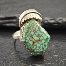 Native American Spiderweb Turquoise Sterling Silver Ring Sz 6