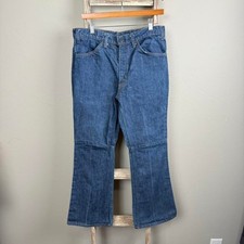 Vintage 70s Levi 646 Flared Bellbottom Blue Denim jeans size 32x27, USA