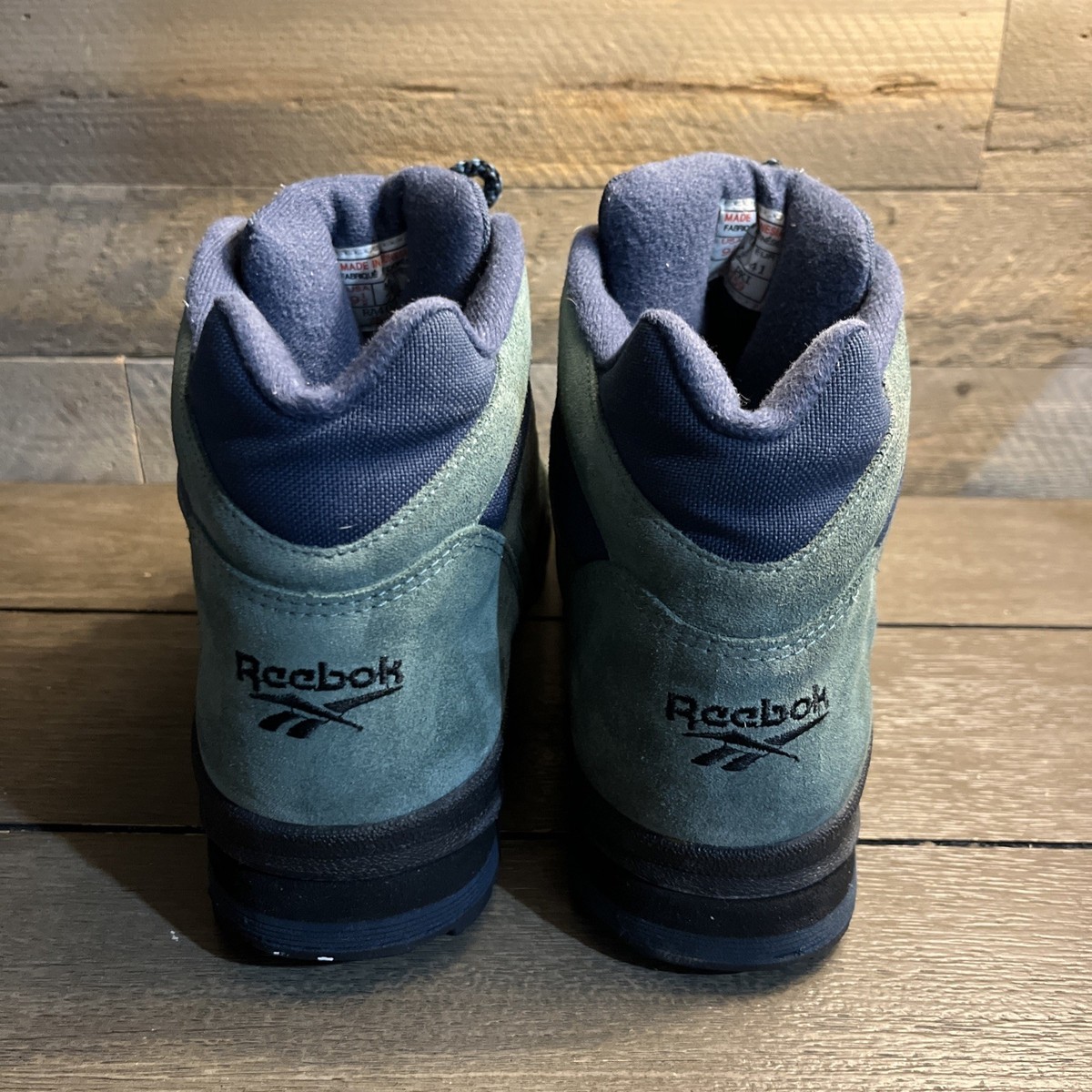 Vintage Reebok Hexalite Hiking Camping Boots Blue Suede Leather 