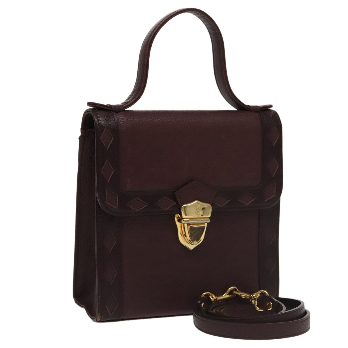 SAINT LAURENT Borsa a mano in pelle 2 vie bordeaux oro originale am7132