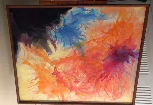 Original Abstract Rainbow Painting On Canvas Signed 31”by25” - Picture 2 of 8