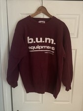 Vintage B.U.M. Equipment Crewneck Sweatshirt Size Large Made In USA 1992 Red