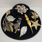Vintage Costume Jewelry Lot 9 Gold &  Silver Tone Brooches Leaf Starfish Bow