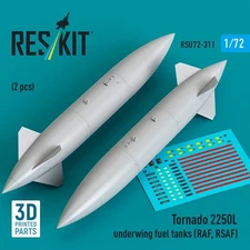 1/72 Reskit RSU72-0311 Tornado 2250L underwing fuel tanks (2 pcs) 3D printed mod