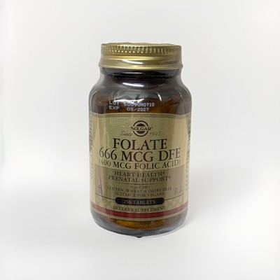 Solgar Folate Prenatal Support Heart Health 666 MCG DFE 250 Tabs NON GMO VEGAN