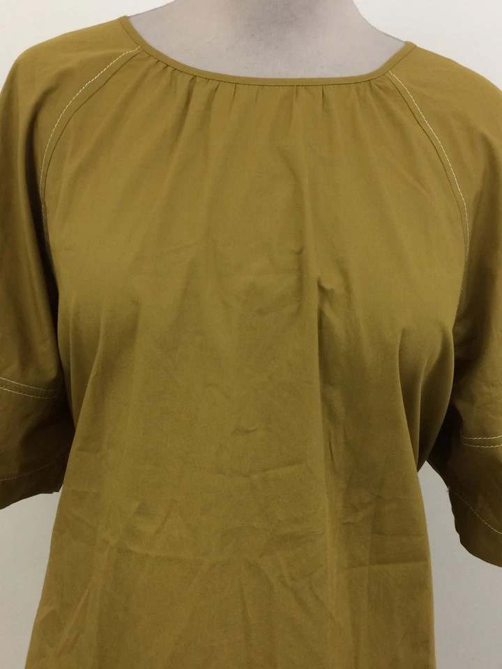 M&S Women's Shift Dress Size 16 Petite Olive Cut Out Pure Cotton Tie Back New F1 - Image 2 of 4