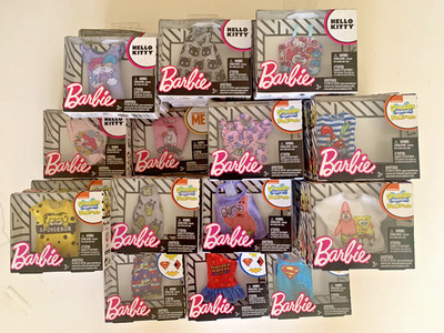 BARBIE Clothing Fashion Pack HELLO KITTY DC COMICS SPONGEBOB MINION  (YOU PICK)