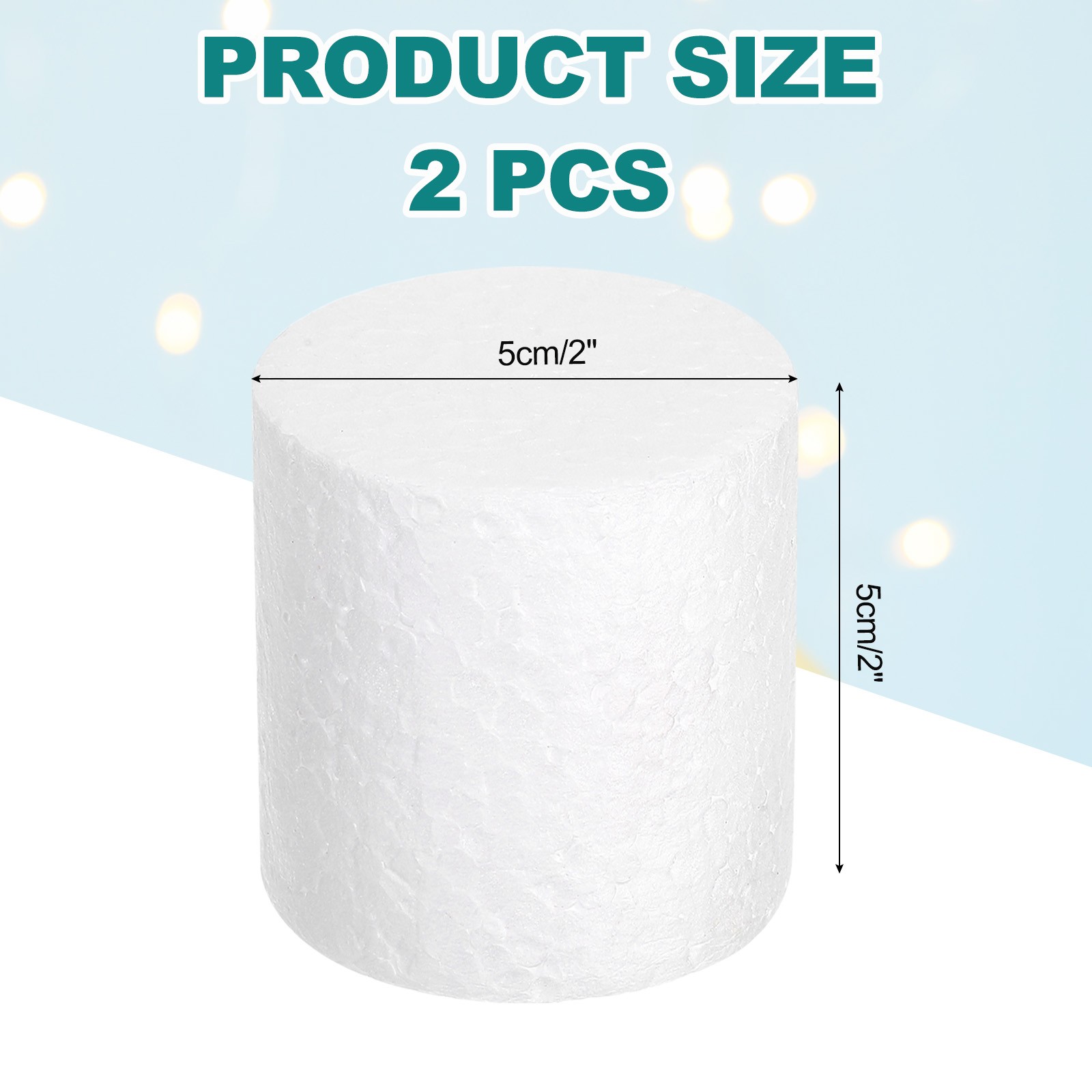 Round Foam Cake Dummy, 2" x 2" White Fake Cake Circles Dummies, 2Pcs