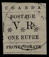 UGANDA QV SG60, 1r black, FINE USED. Cat &pound;120.
