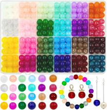 10Mm Glass Beads for Jewelry Making, 400Pcs 24 Colors Crystal Gemstone Beads