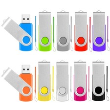 USB Drive 32GB Bulk Thumb Drives 10 Pack, Metal Swivel Memory Stick Jump Driv...