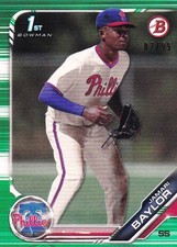 2019 Bowman Draft Philadelphia Phillies Jamari Baylor Base Green 87/99