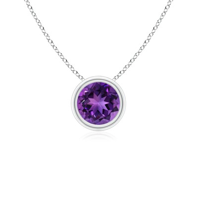ANGARA 0.45 Ct Natural Amethyst Round Shape Pendant Necklace in Sterling Silver