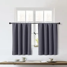 OWENIE Sally Grey Short Blackout Curtains 36 Inch Length 2 Panels Set, Half W...