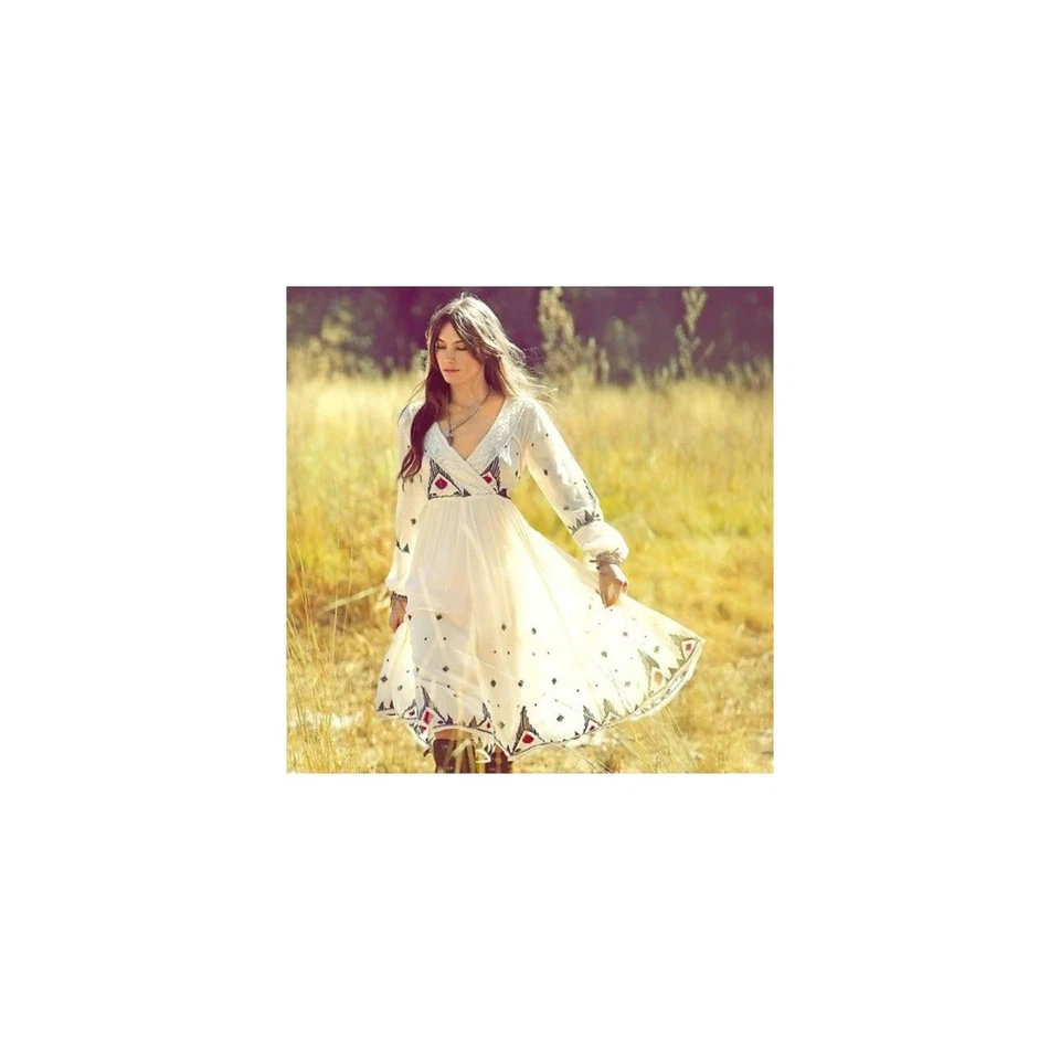 Vestido midi bordado Free People Romantics Splendor The Grass Boho Festival M Foto 2 de 4