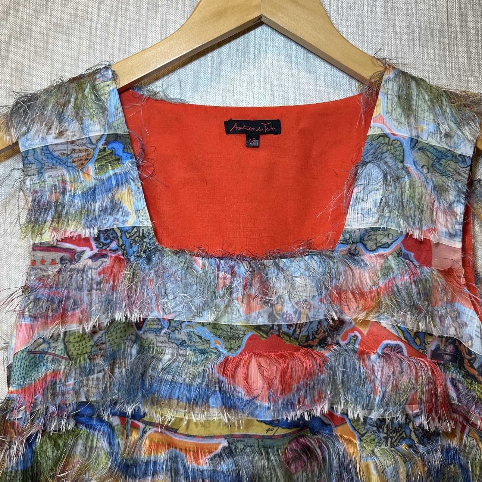Rare French Aventures des Toiles sleeveless fringe Top size 42. FAB! image 4