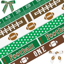 6 Rolls 18 Yards Football Ribbon Crafts Wreath Bows 3/8 Inch Sports Grosgrain