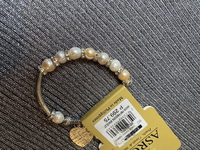 ASRON Pearl Baroque Beaded Charm Bracelet Heart Love Theme Made in Philippines