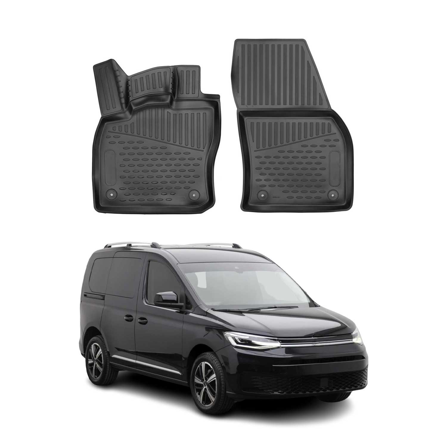 Tapis de sol caoutchouc pour Volkswagen Caddy 2020-2026 sur mesure noir étanche