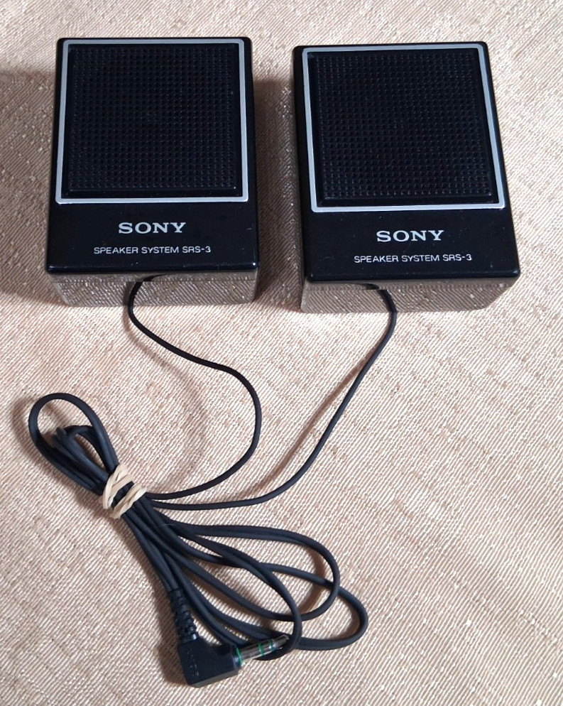 Used SONY SPEAKER SYSTEM SRS-3 Mini Stereo Speakers - Great 