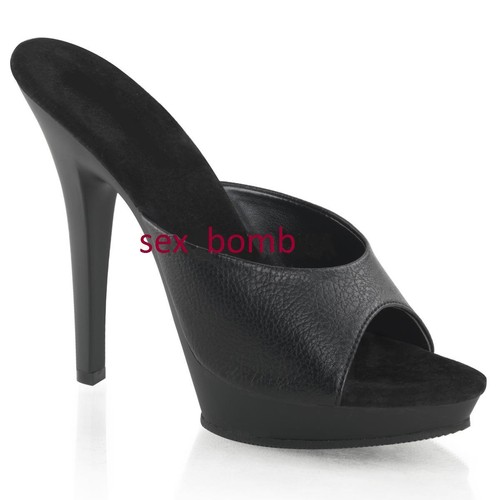 Sexy Zuecos Sandalias Negros Mini Tacón Plataforma 13 Desde N.35A 42 Moda  Glam | eBay