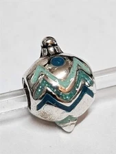 🎄 2010 Chamilia HOLIDAY ORNAMENT Green Glitter Enamel & Sterling Bead NA-39 $35