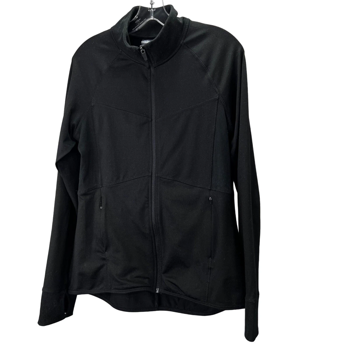 C9 Champion Full Zip Cardio Jacket size M Women Black Thumbholes Pockets