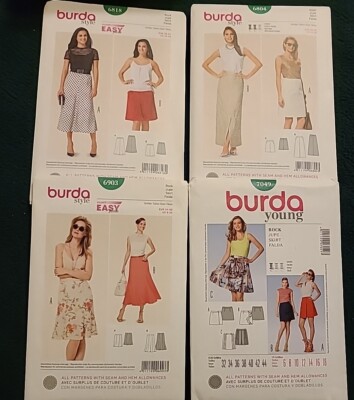 Burda Skirt patterns 6818 6894 6903 7049 sizes 6-28 Summer Casual Dress