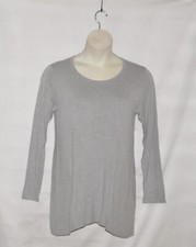 Joan Rivers Long Sleeve Knit Sweater With Ruffle Size S Heather Grey