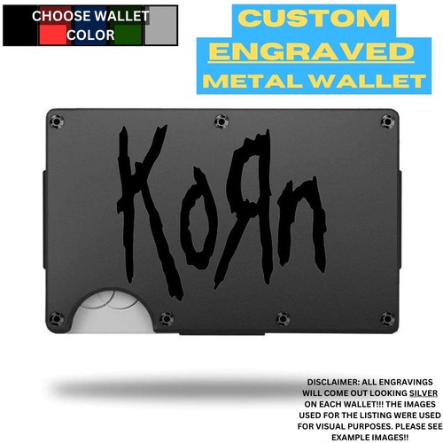 Korn personalizado grabado con láser en una billetera de aluminio - Imagen 1 de 9