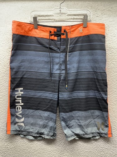 Hurley Phantom Board Shorts Mens 32 Blue Striped Bathing Suit Swim Trunks