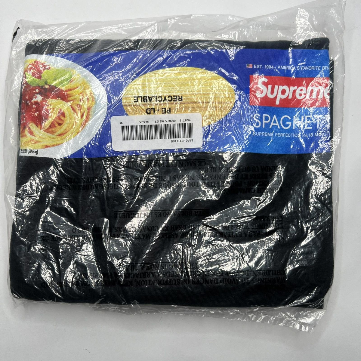 supreme spaghetti Tee スパゲッティ　黒　XXL 新品 Supreme Spaghetti Tee – FW21 Black Size XL – Authentic Graphic Box